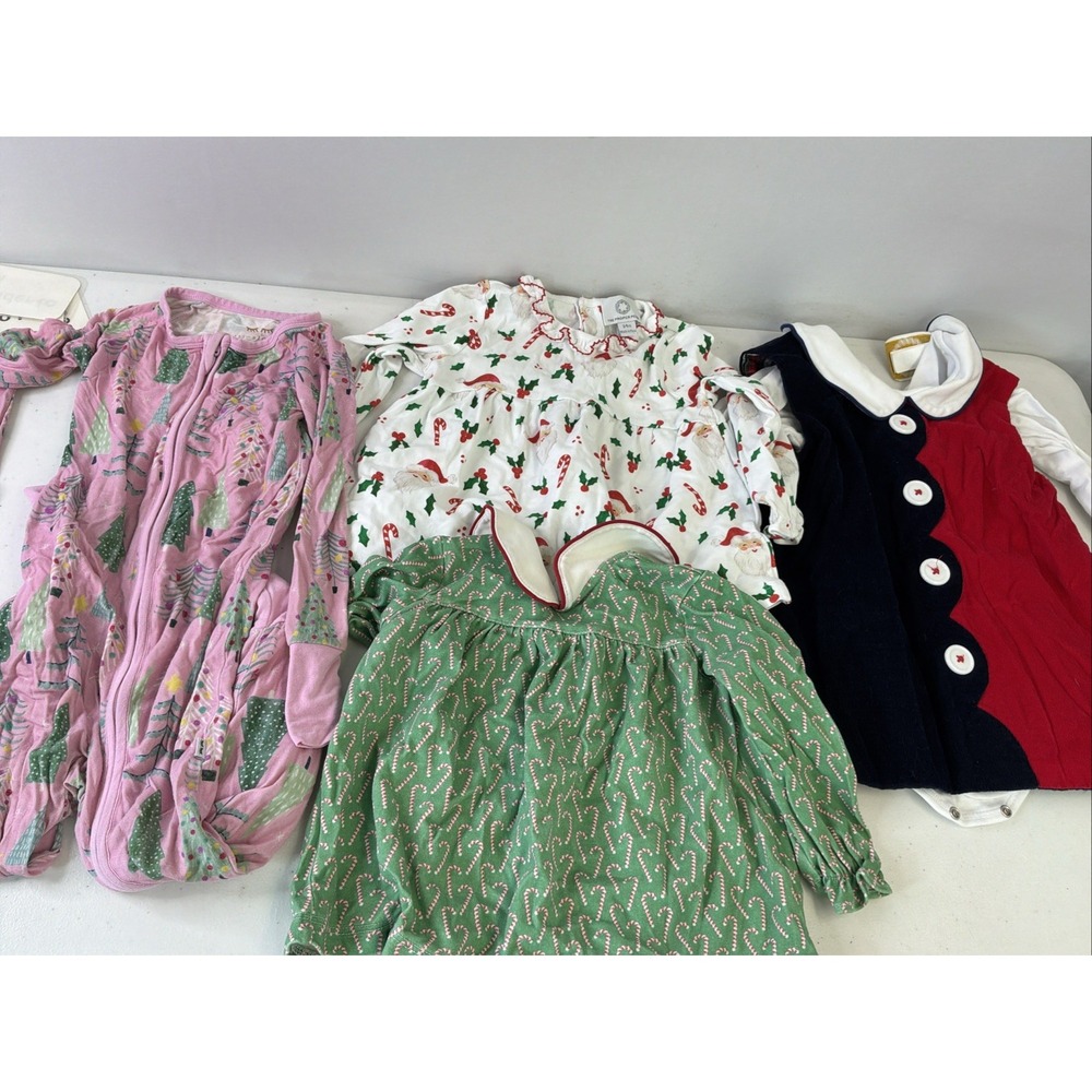 24 mos Baby Girl Christmas Holiday 5PC LOT Beaufort Bonnet dress little sleepies